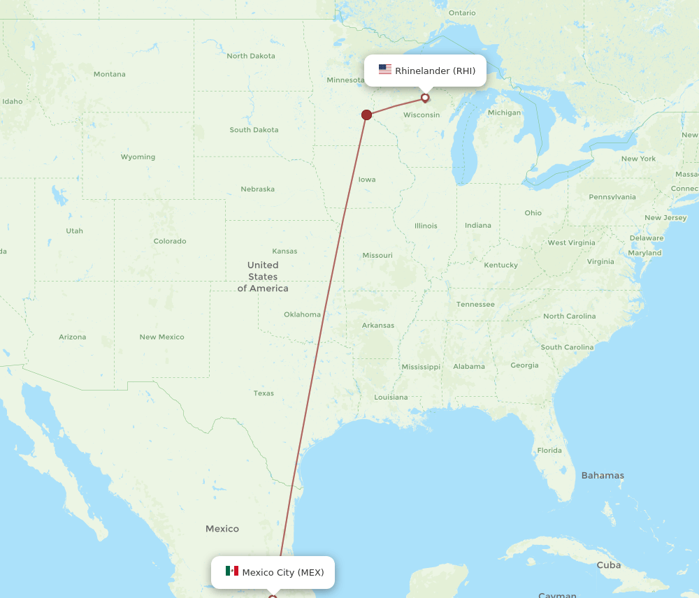 MEX-RHI flight routes