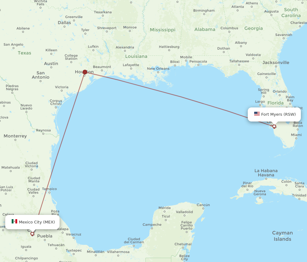 MEX-RSW flight routes
