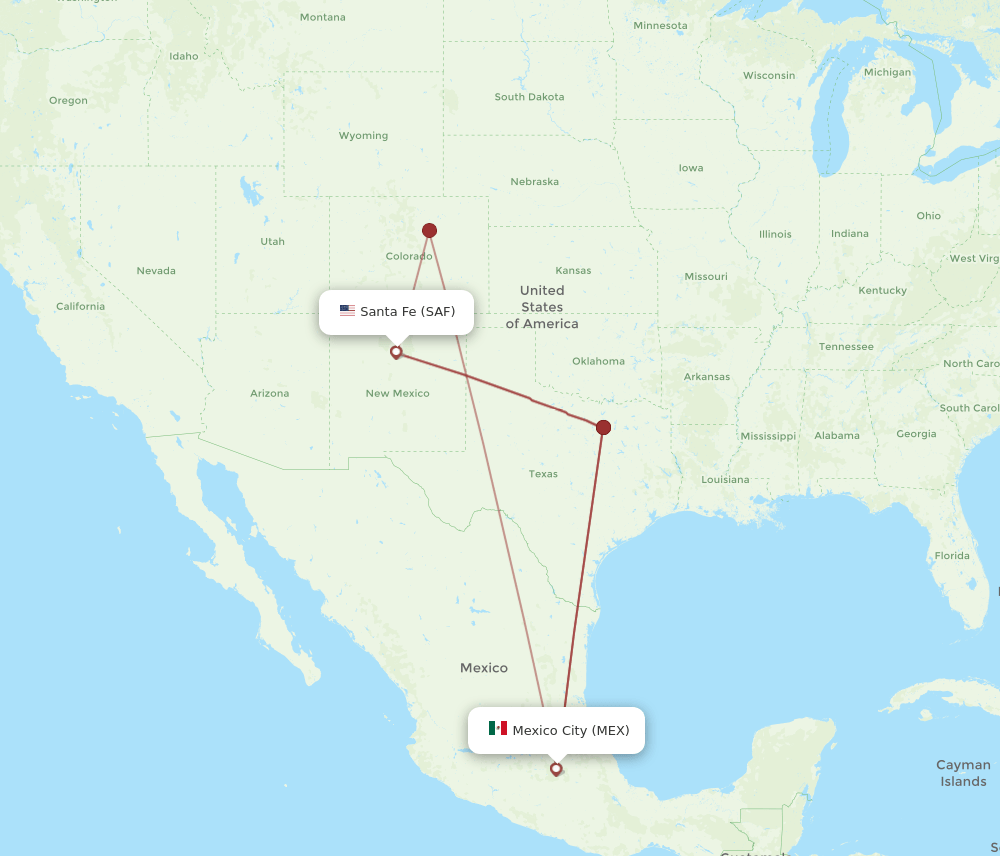 MEX to SAF flights and routes map