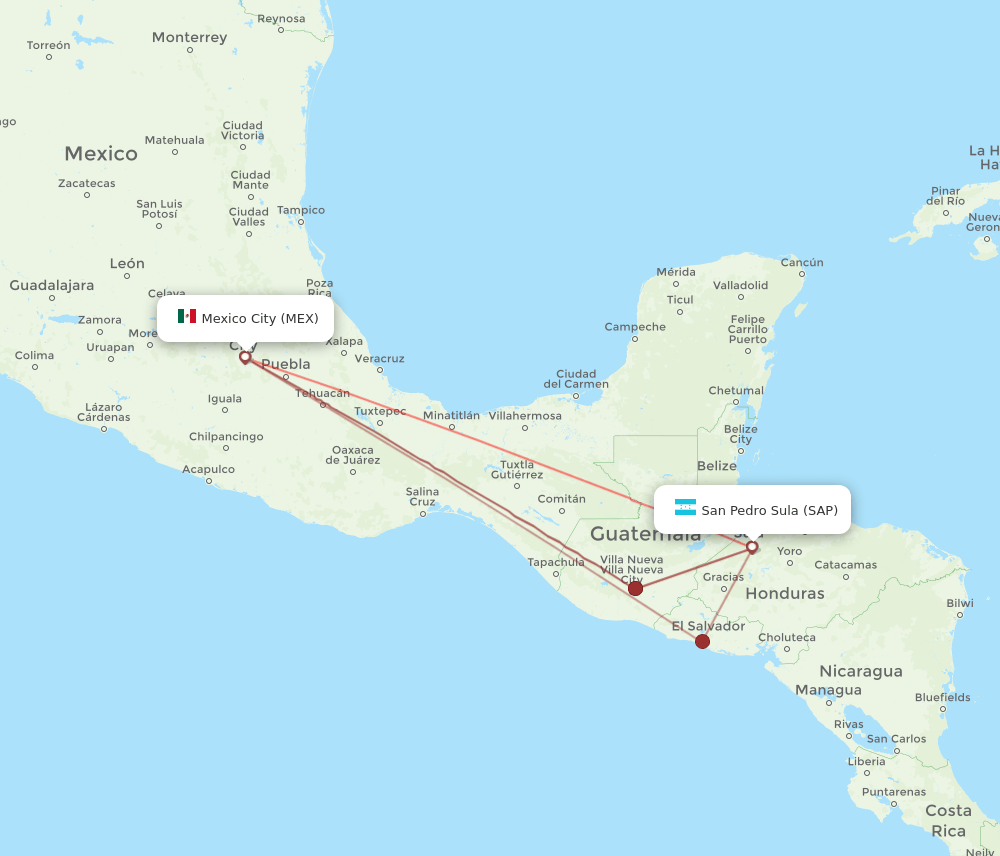 MEX-SAP flight routes