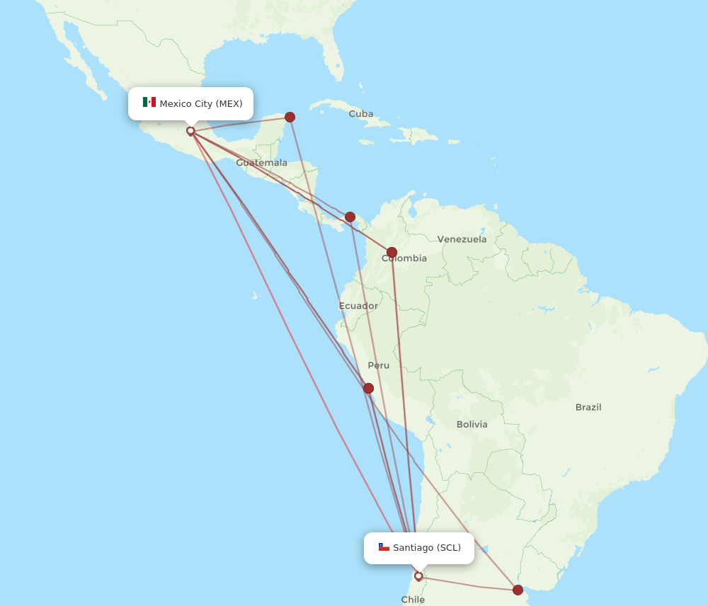 MEX-SCL flight routes