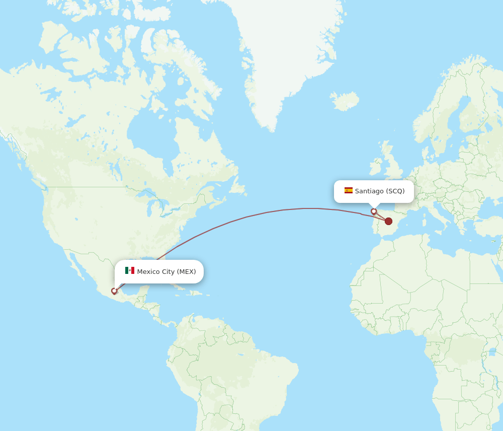 MEX to SCQ flights and routes map