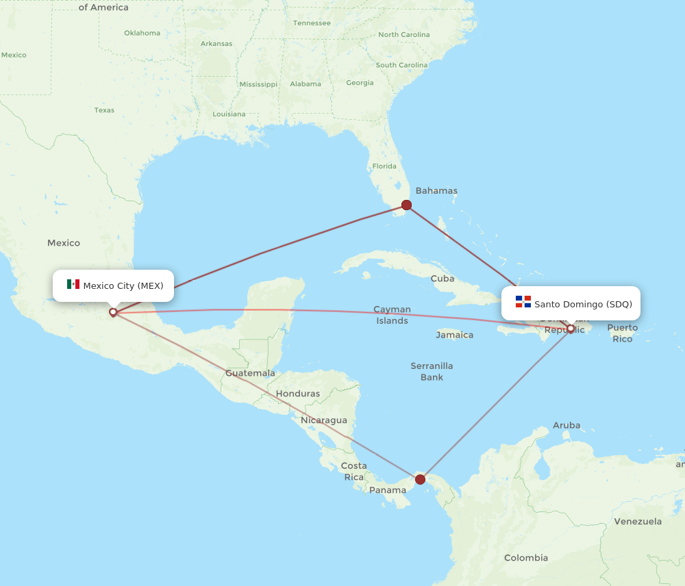 MEX-SDQ flight routes