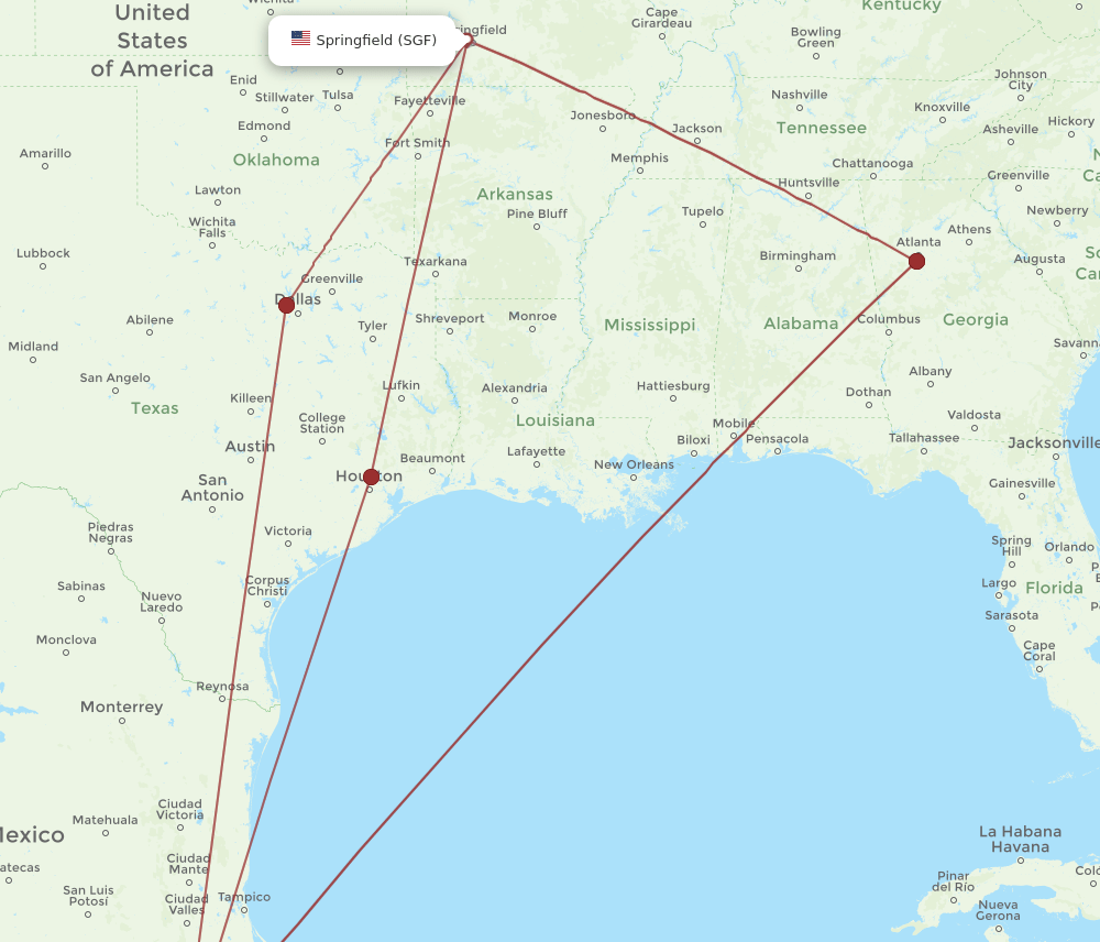 MEX-SGF flight routes