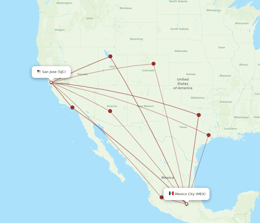 MEX-SJC flight routes