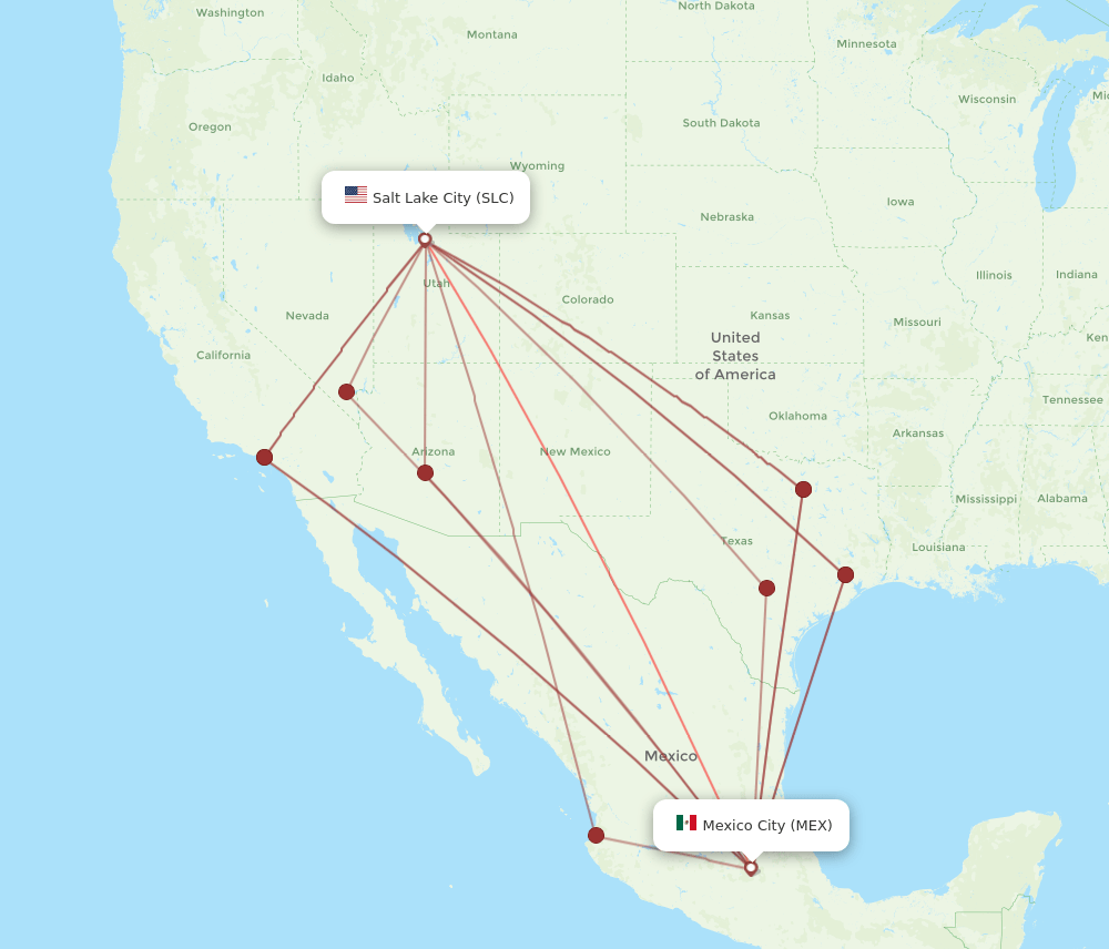 MEX-SLC flight routes