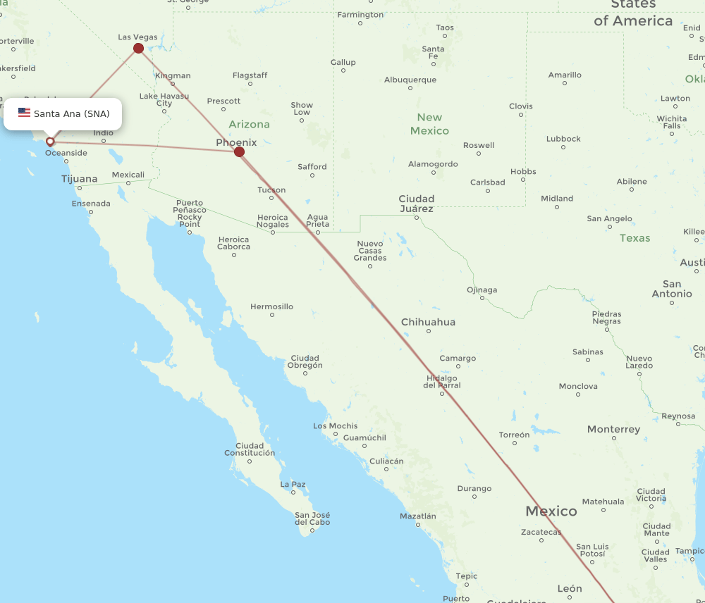 MEX-SNA flight routes