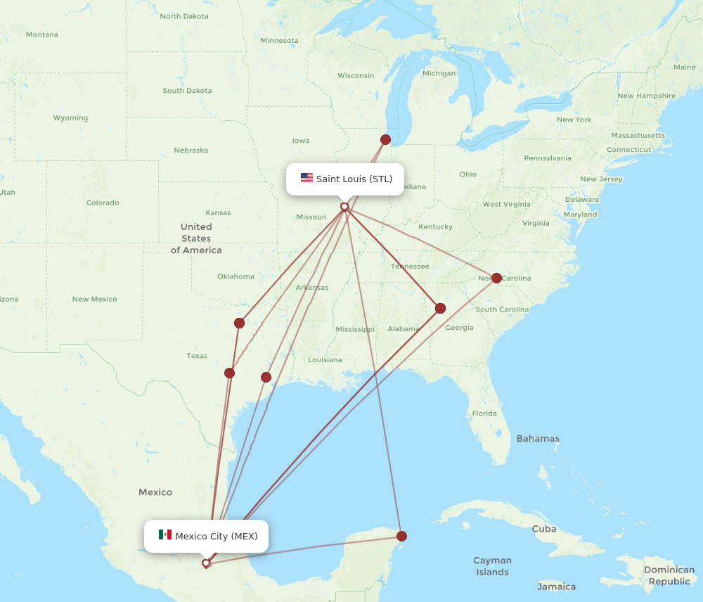 MEX-STL flight routes
