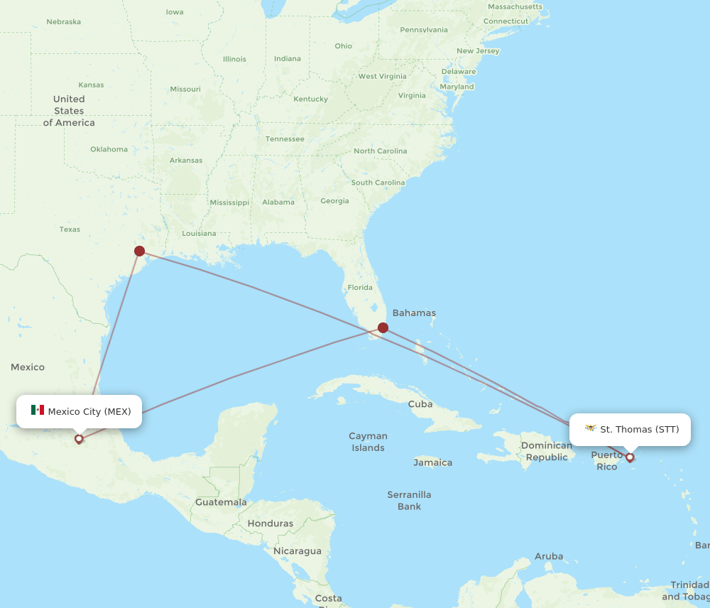 MEX-STT flight routes
