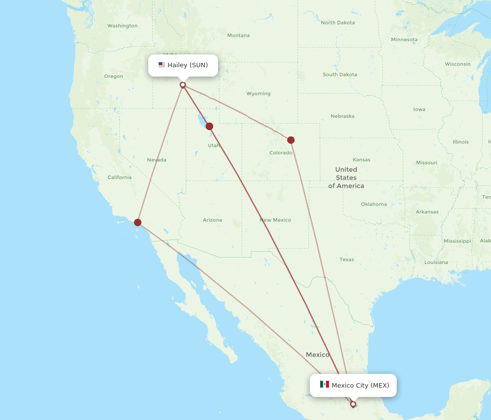 MEX-SUN flight routes