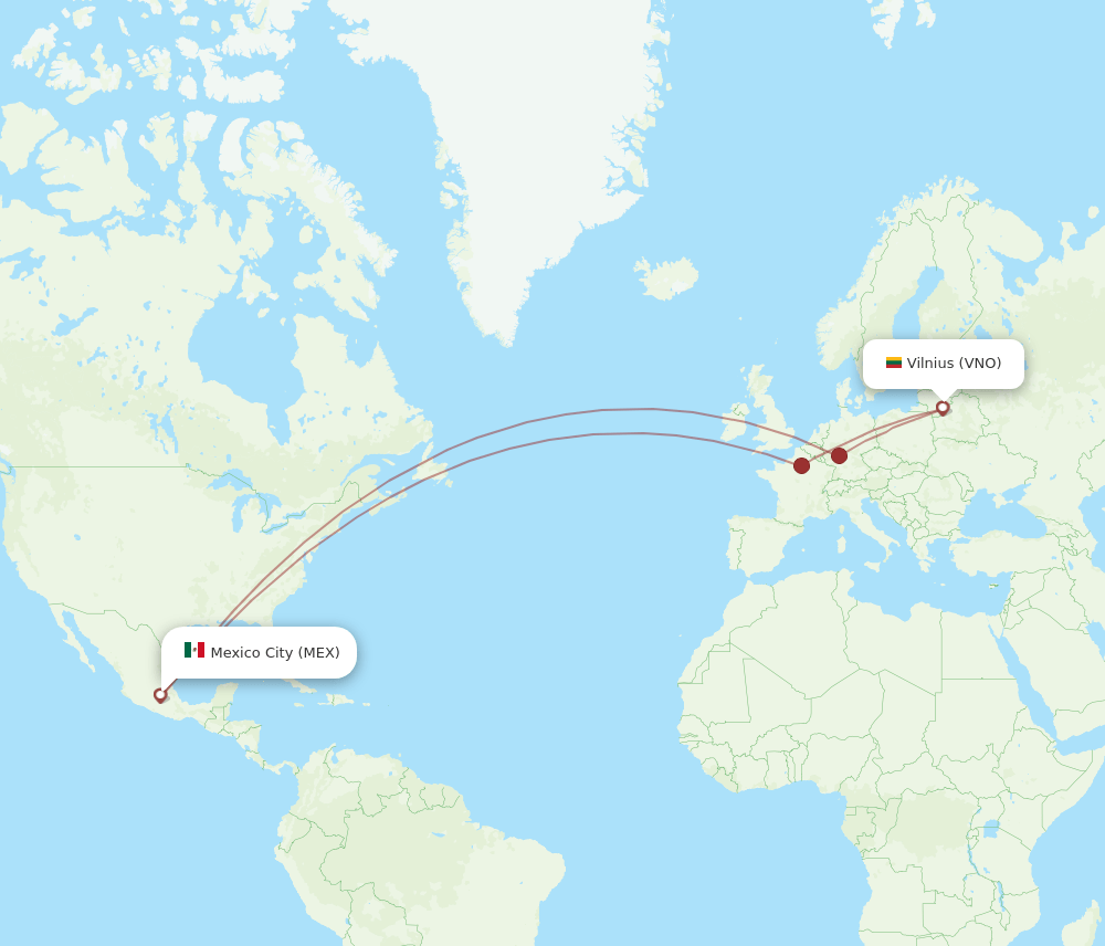 MEX-VNO flight routes