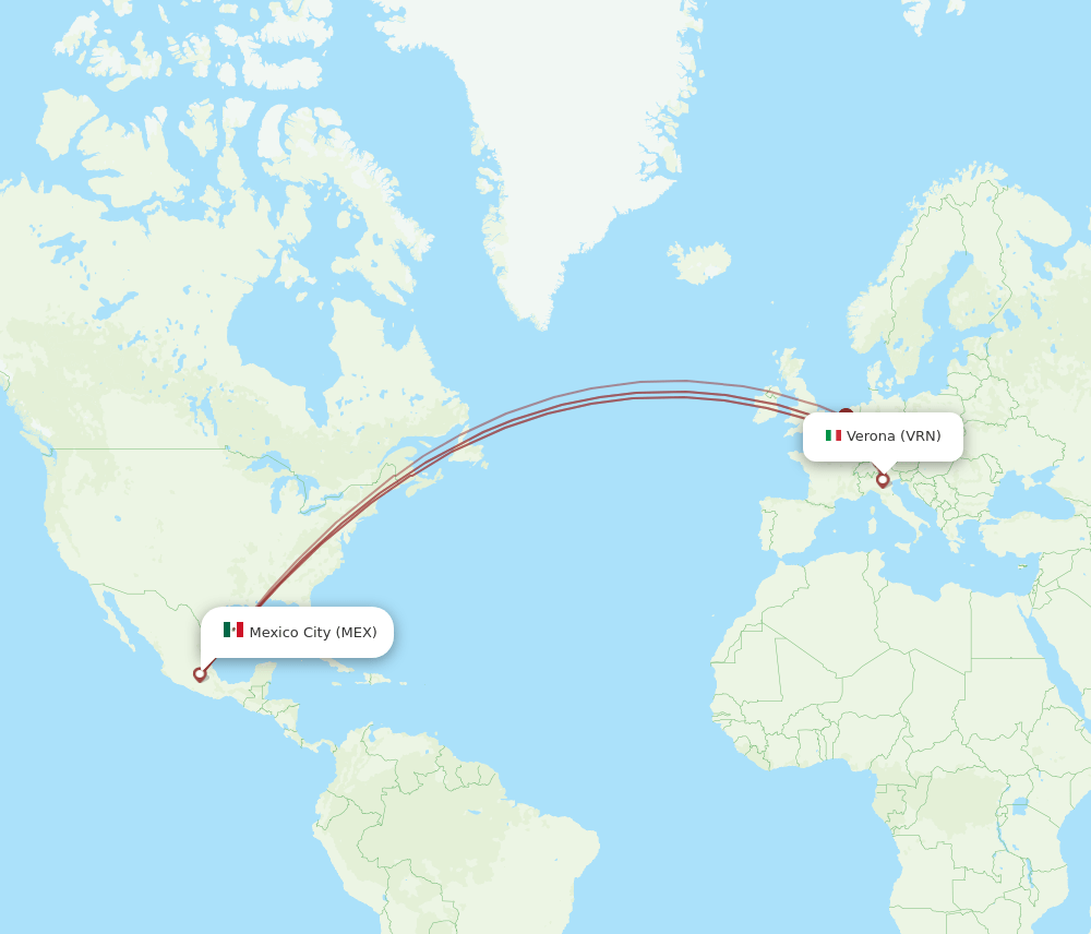 MEX-VRN flight routes