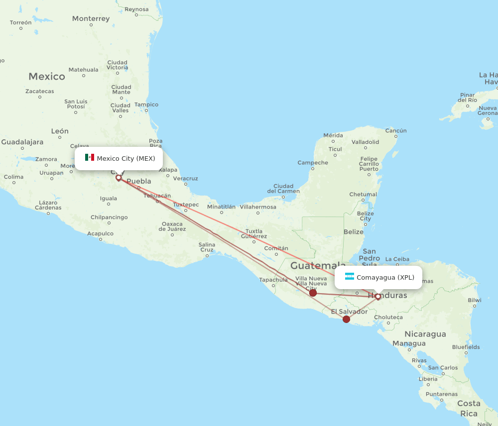 MEX-XPL flight routes