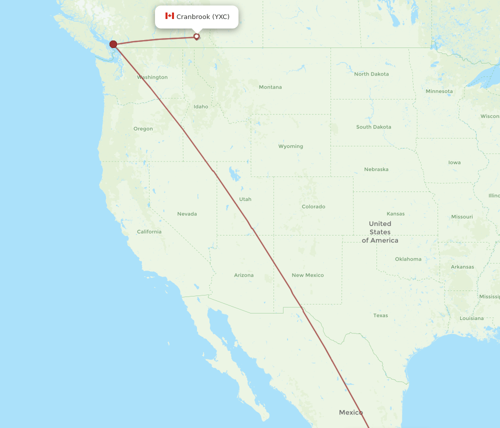 MEX-YXC flight routes
