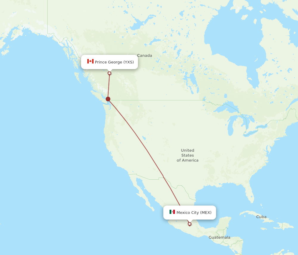 MEX-YXS flight routes
