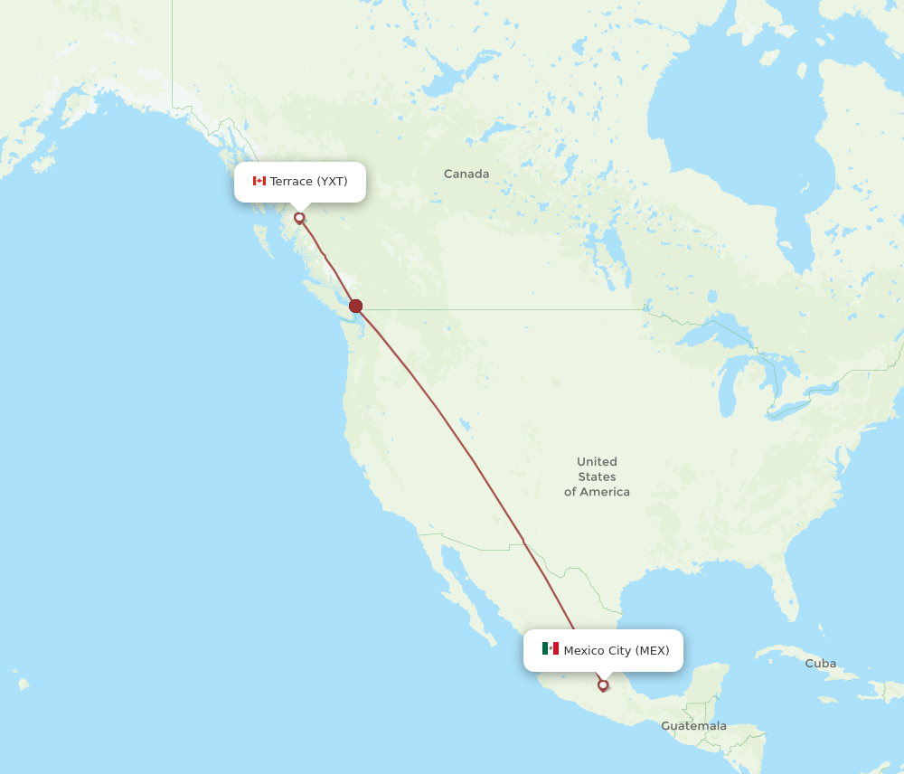 MEX-YXT flight routes