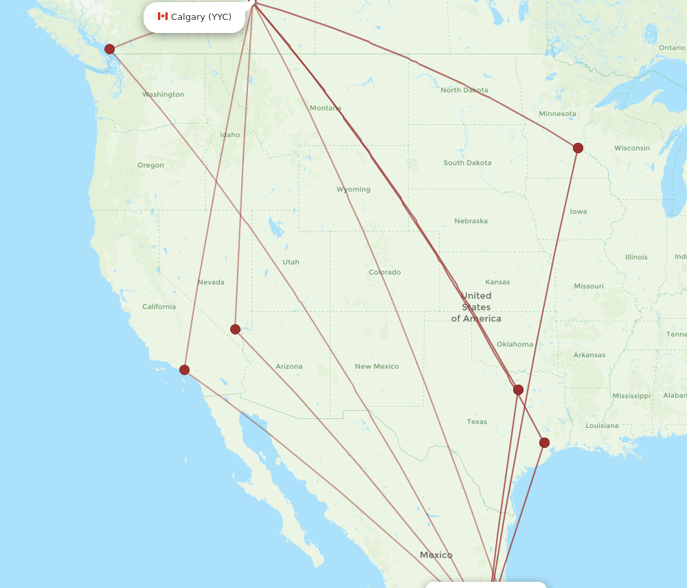 MEX-YYC flight routes