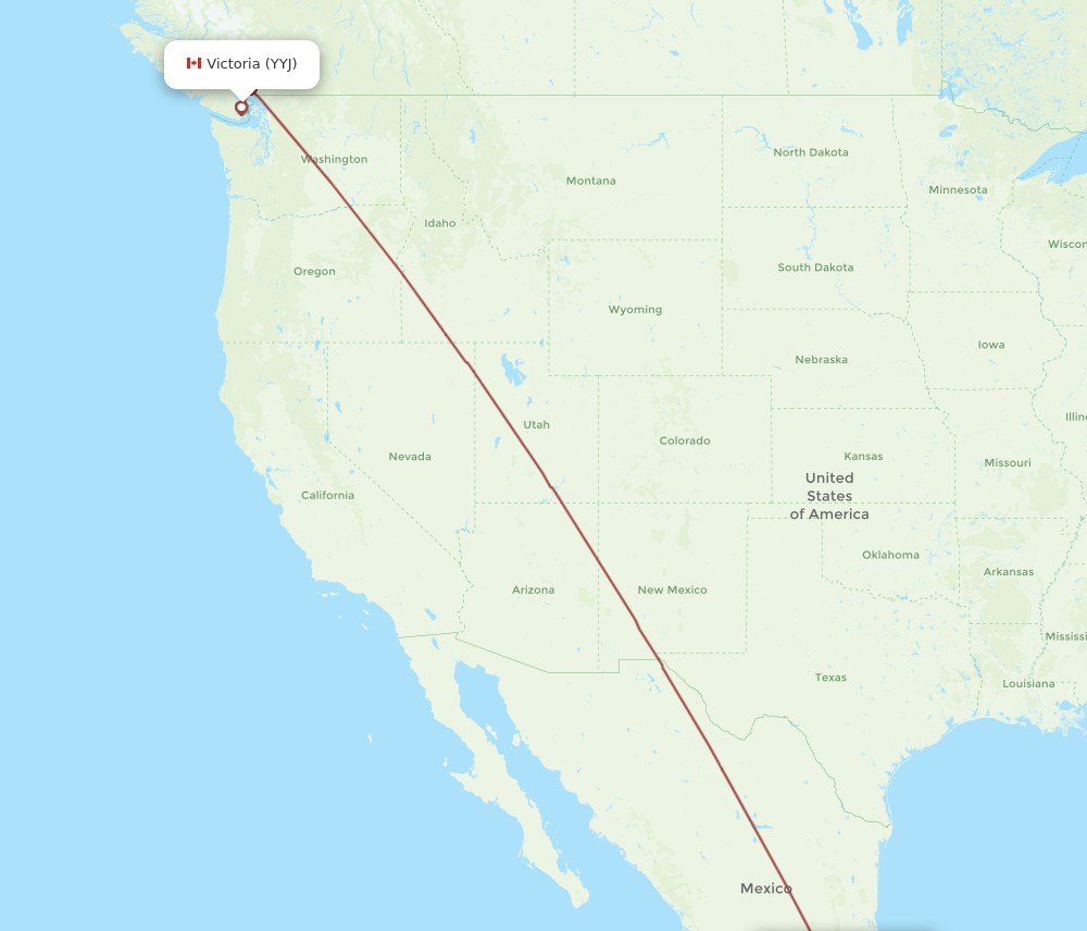 Victoria - Mexico City route map and flight paths