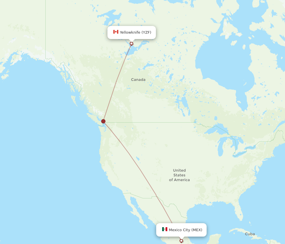 MEX to YZF flights and routes map