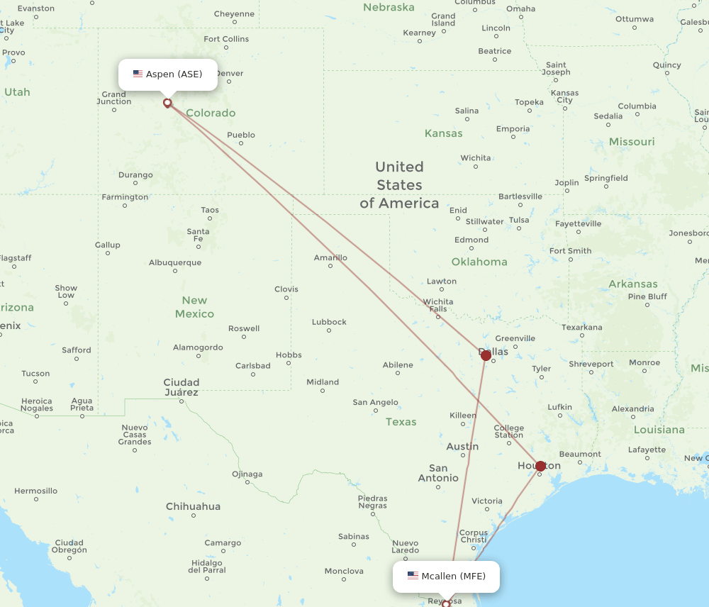 MFE-ASE flight routes