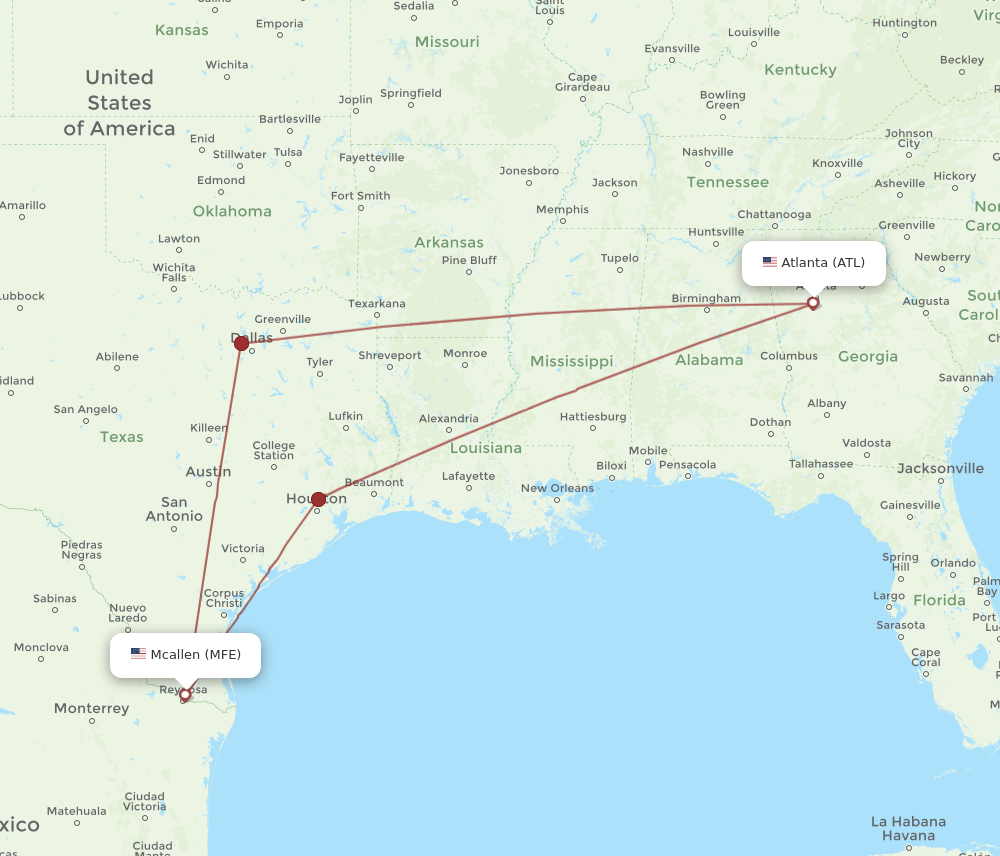 MFE-ATL flight routes