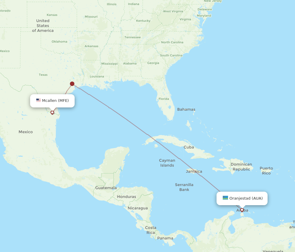 MFE-AUA flight routes