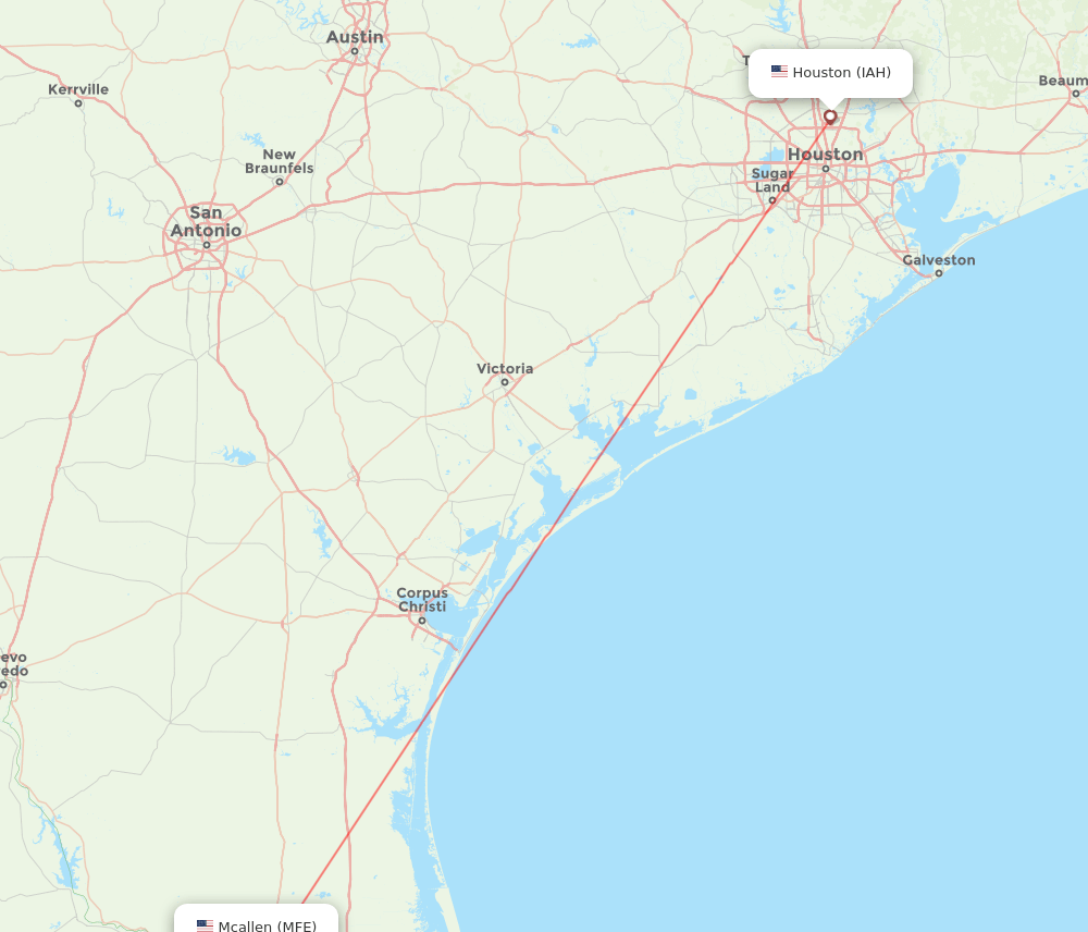 MFE-IAH flight routes
