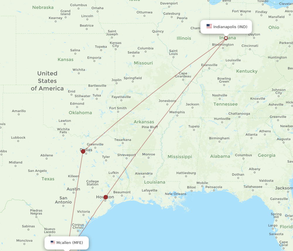 MFE-IND flight routes