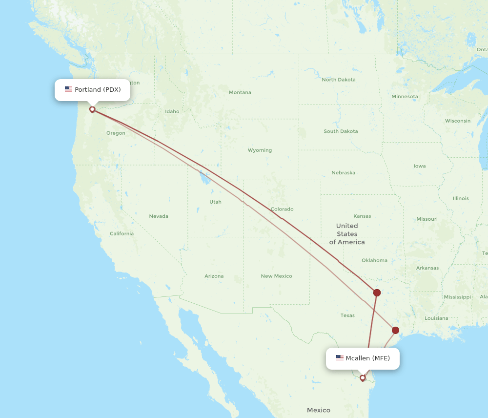 MFE-PDX flight routes
