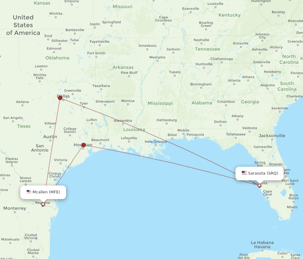 MFE-SRQ flight routes