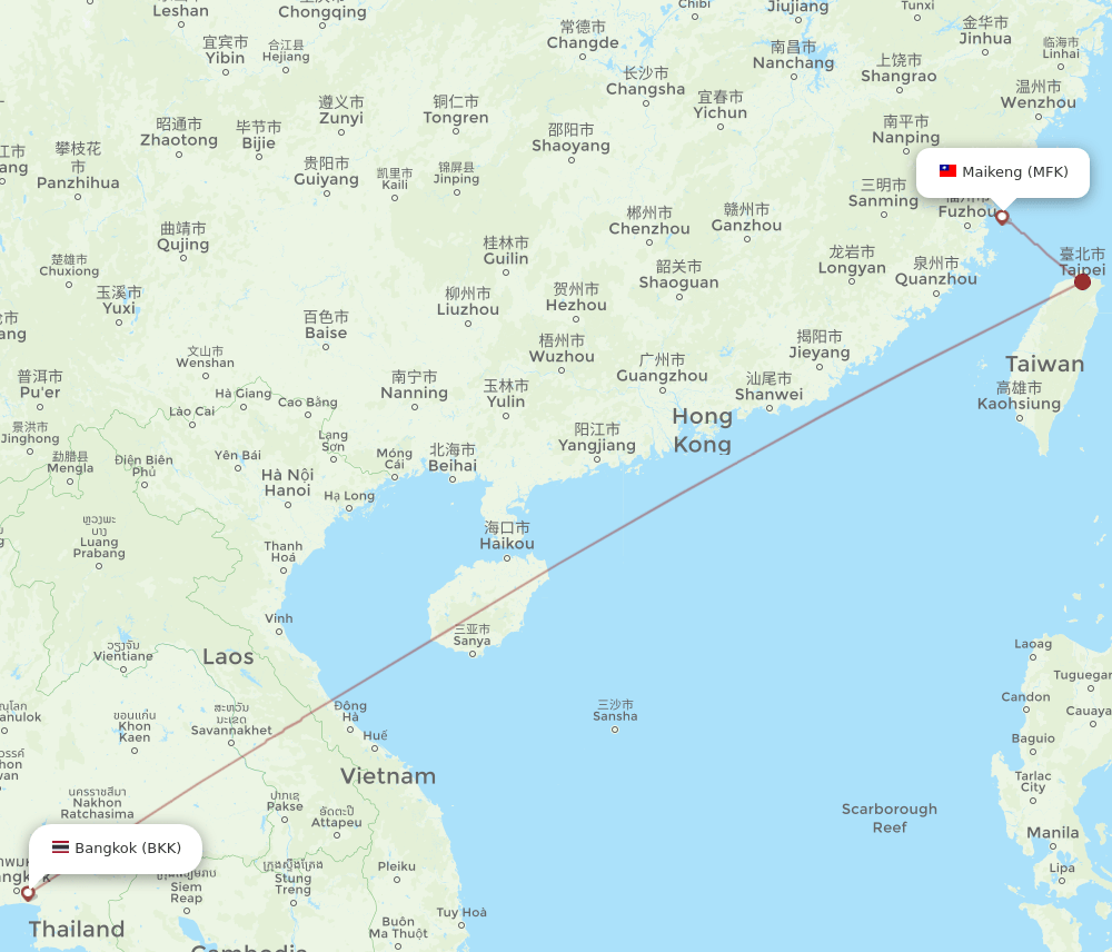 MFK-BKK flight routes