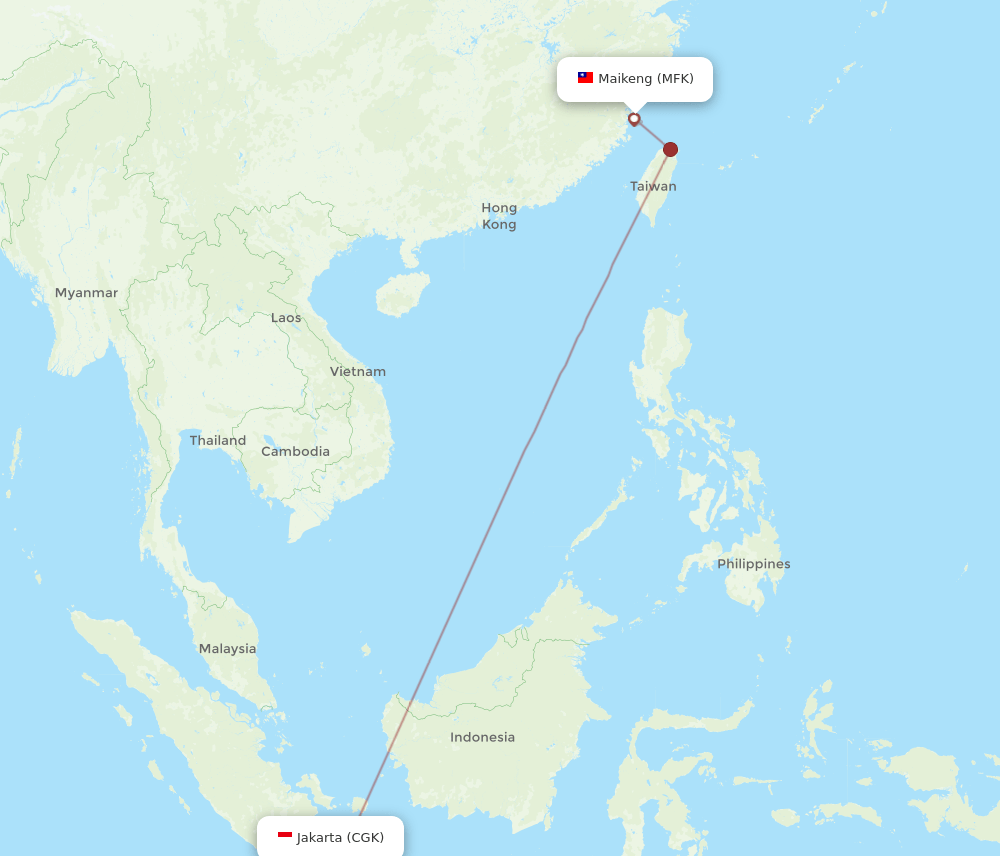 Jakarta - Matsu route map and flight paths