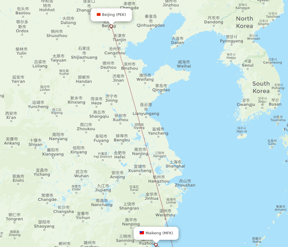 MFK-PEK flight routes