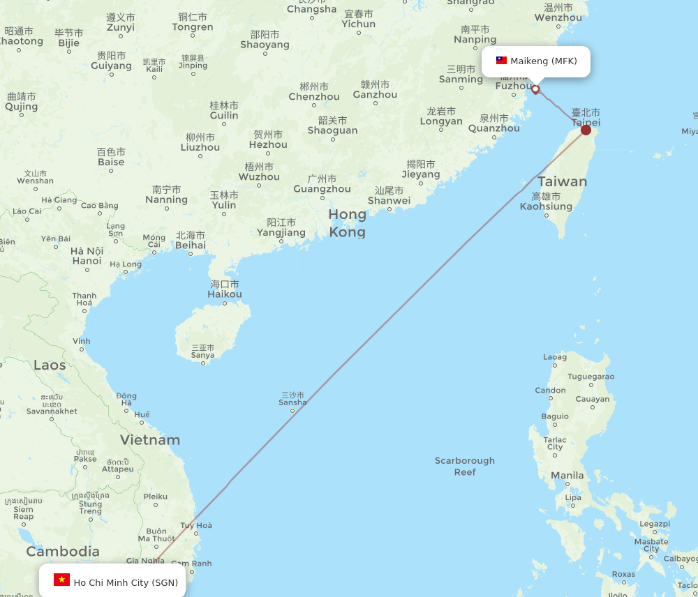 MFK to SGN flights and routes map
