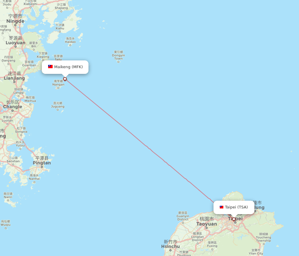 MFK to TSA flights and routes map