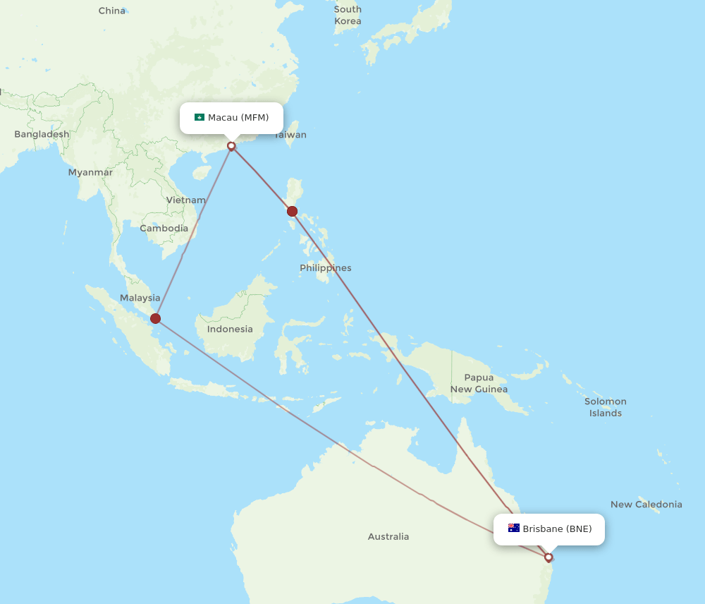 MFM-BNE flight routes