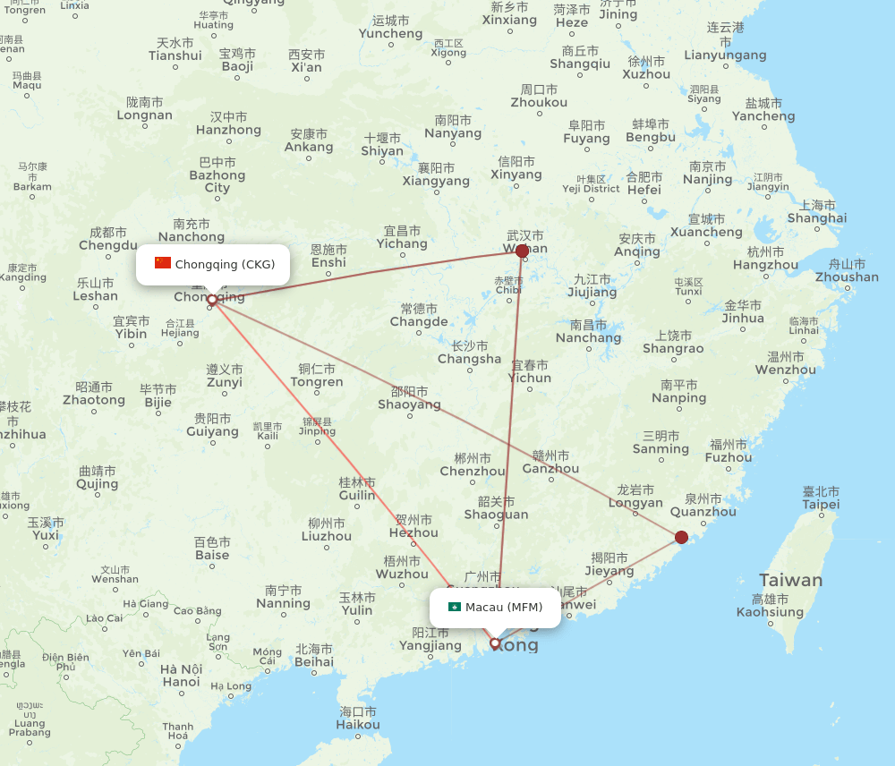 MFM to CKG flights and routes map