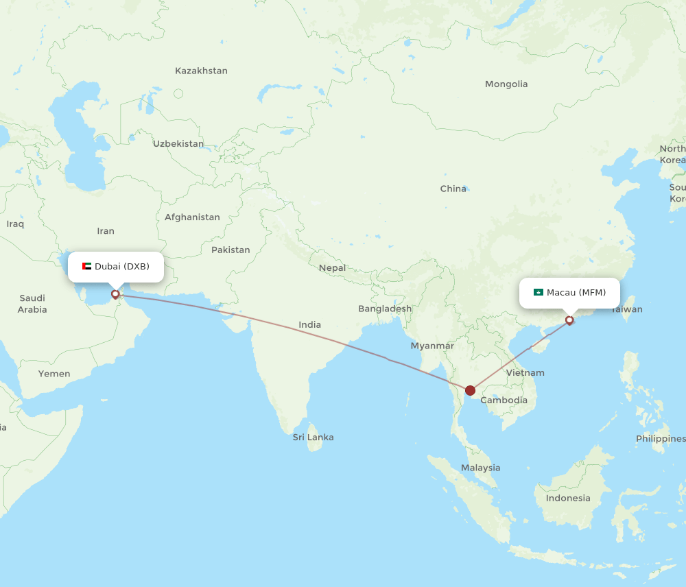 MFM-DXB flight routes