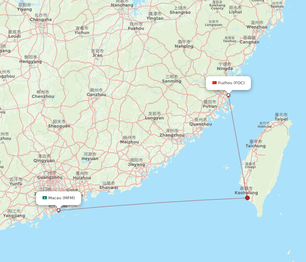 MFM to FOC flights and routes map