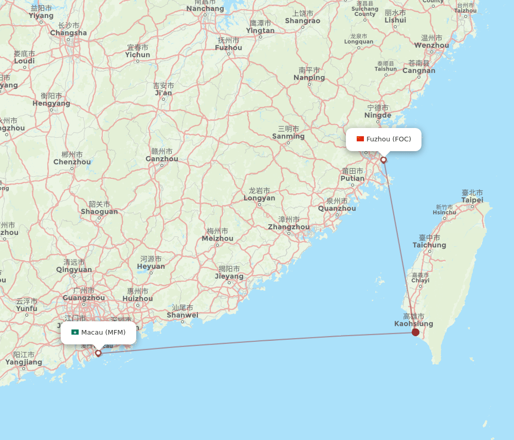 MFM to FOC flights and routes map