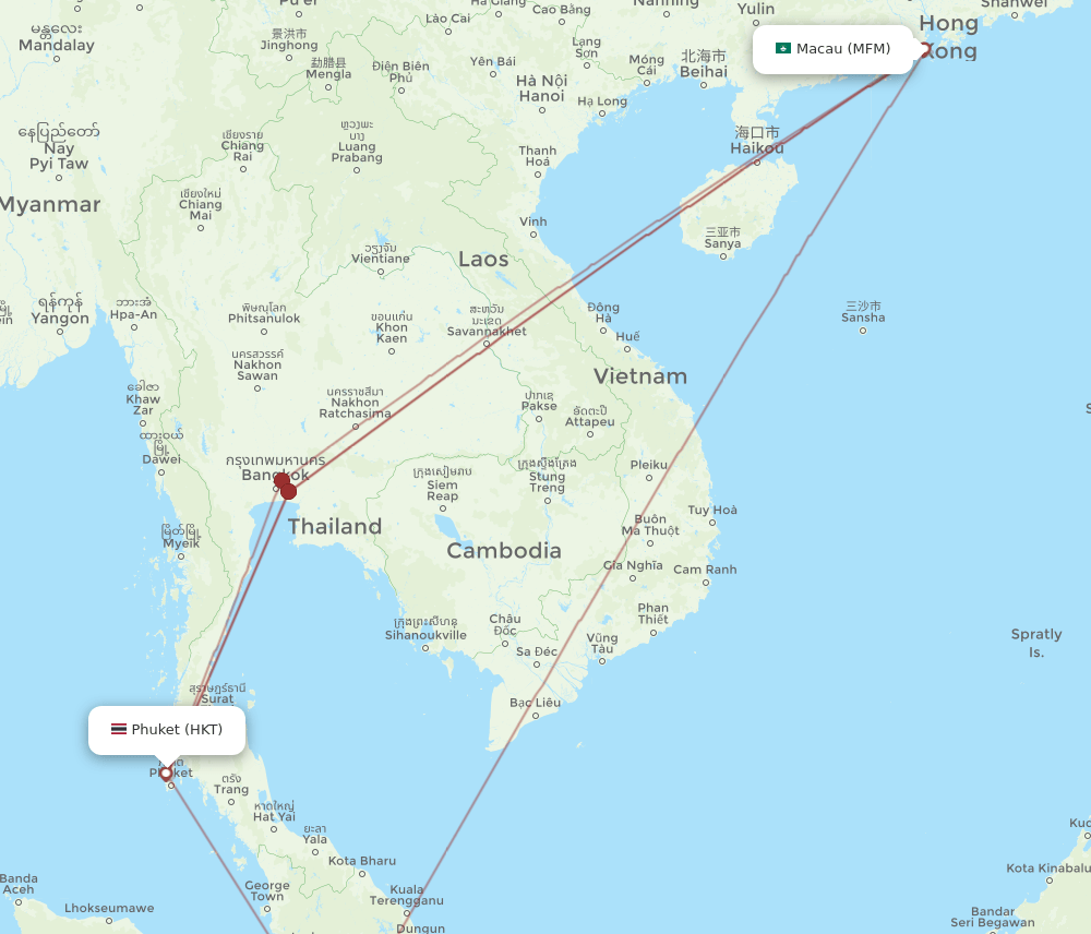 MFM to HKT flights and routes map
