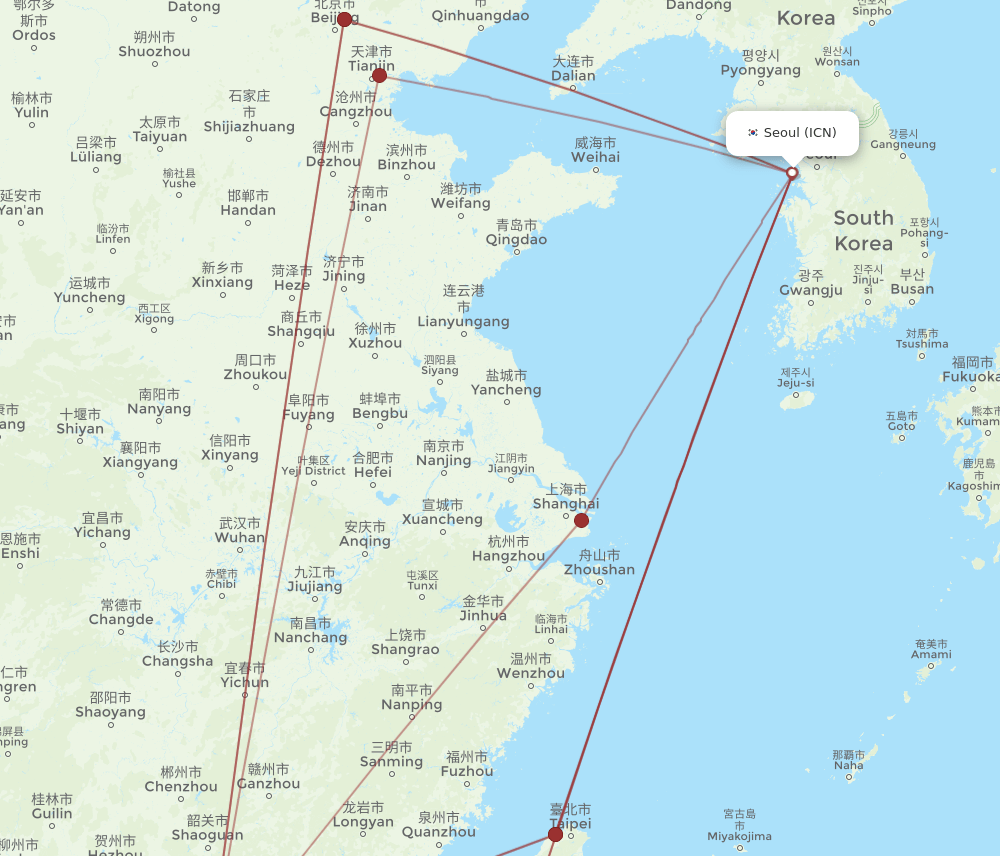 MFM-ICN flight routes