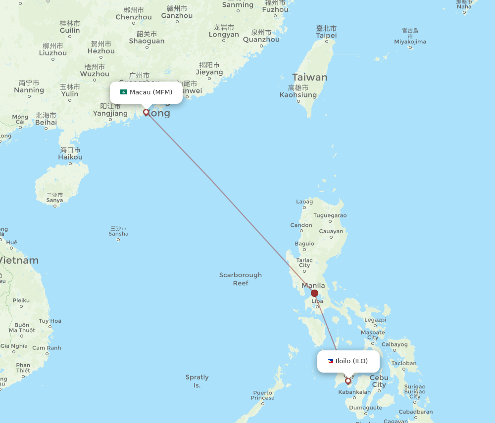 MFM to ILO flights and routes map