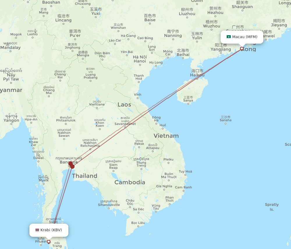 MFM to KBV flights and routes map