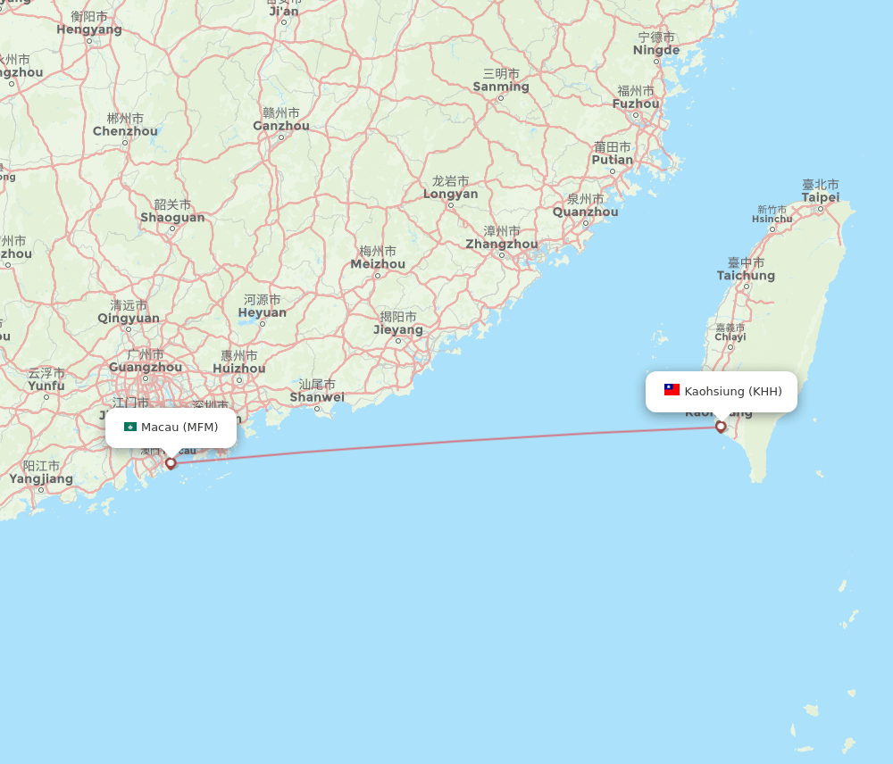 MFM to KHH flights and routes map