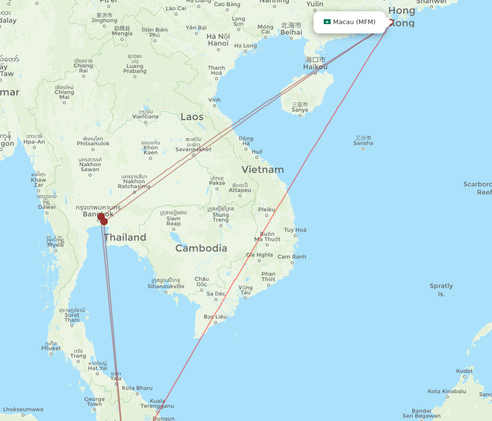 MFM to KUL flights and routes map