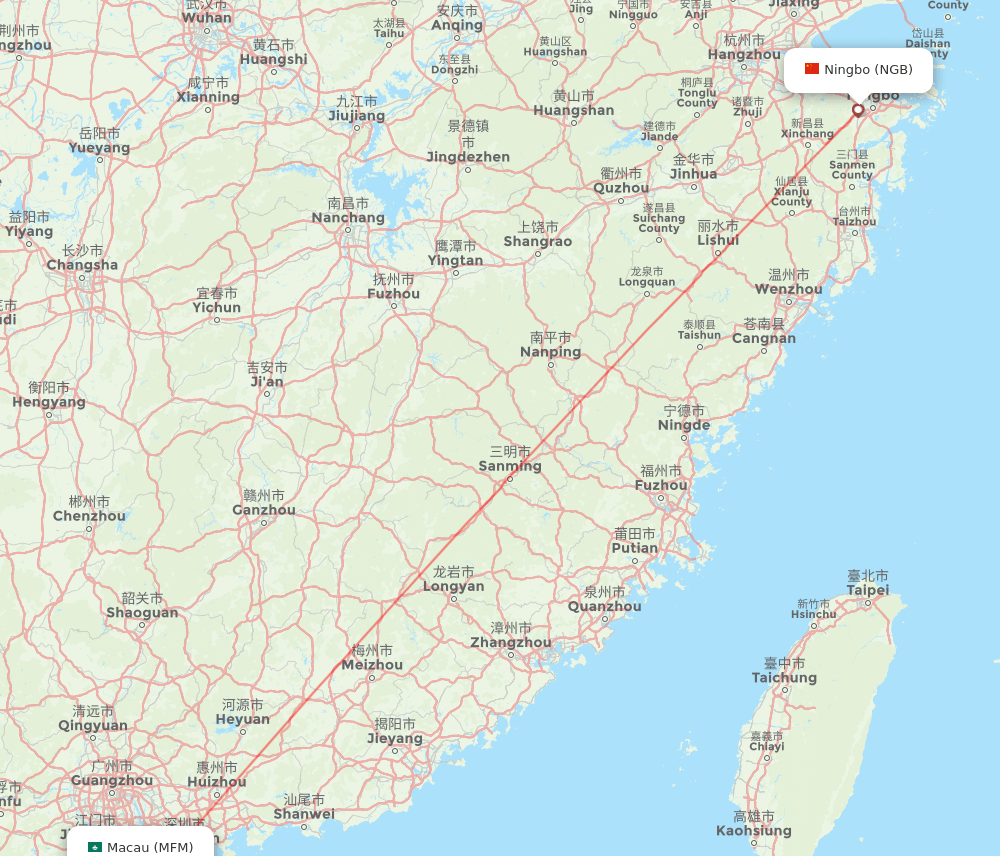 MFM to NGB flights and routes map