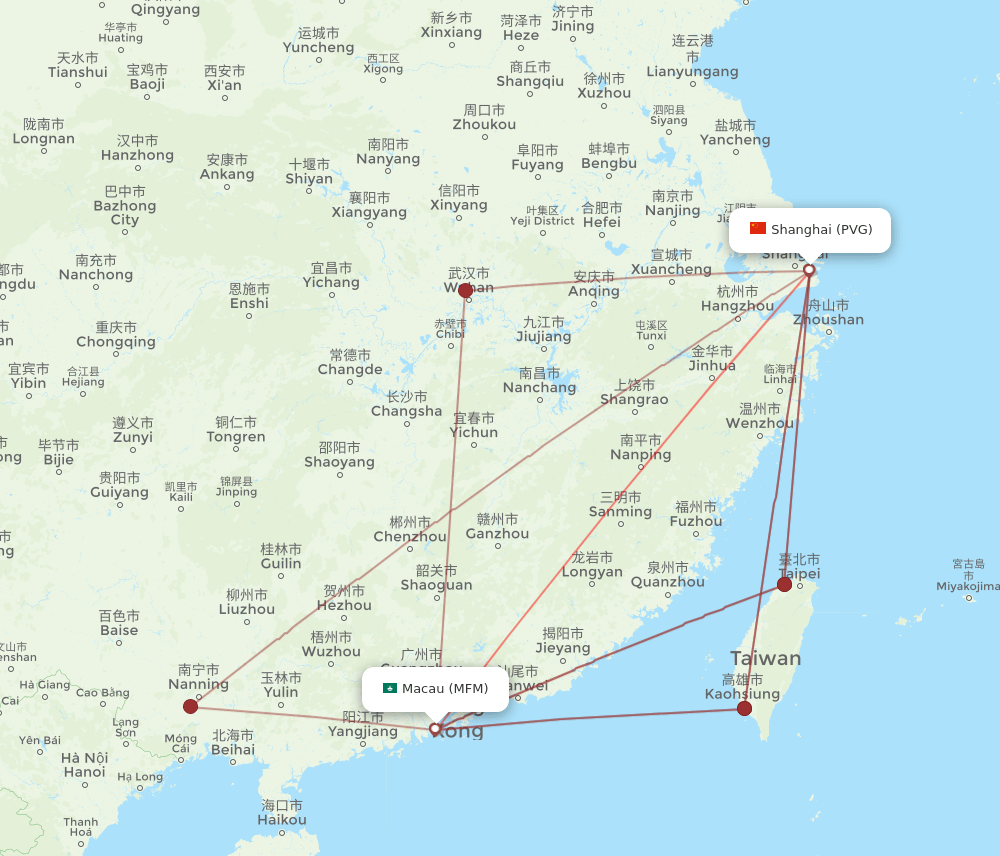 MFM-PVG flight routes
