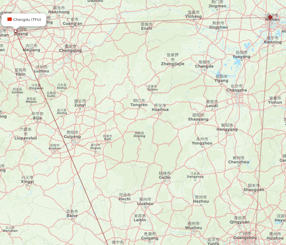 MFM to TFU flights and routes map