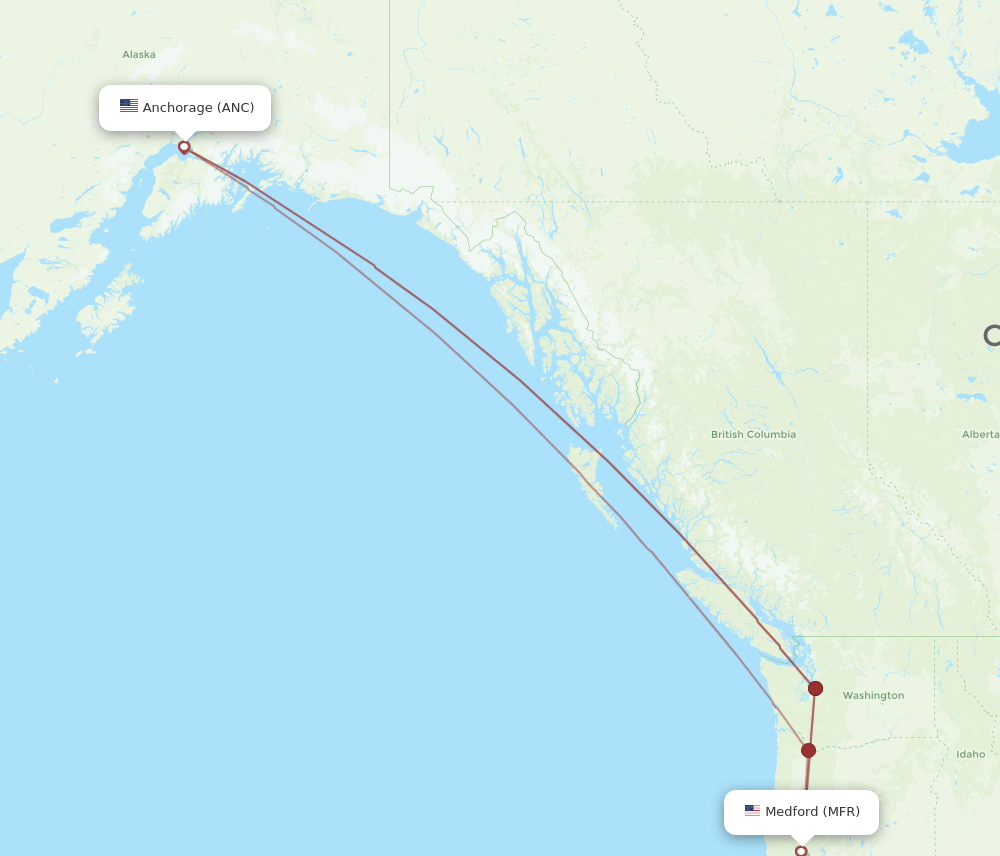 MFR-ANC flight routes